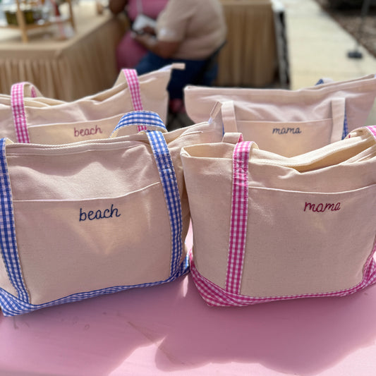 Beach & Mama Tote - Pink or Blue Gingham