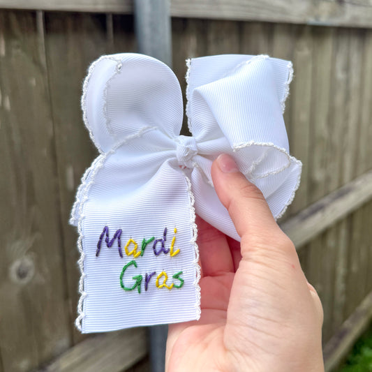 5 Inch Mardi Gras Words - White