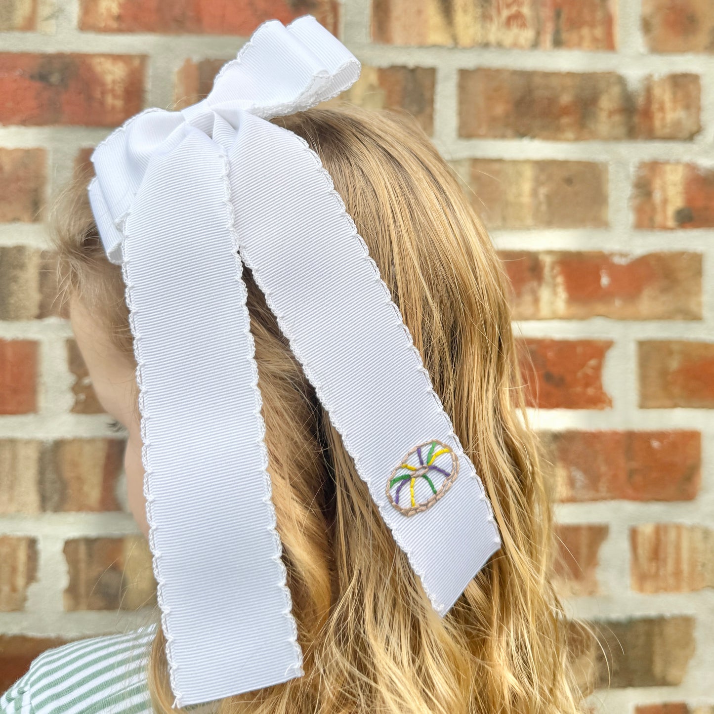 White Purple King Cake Longtail - Double Ribbon