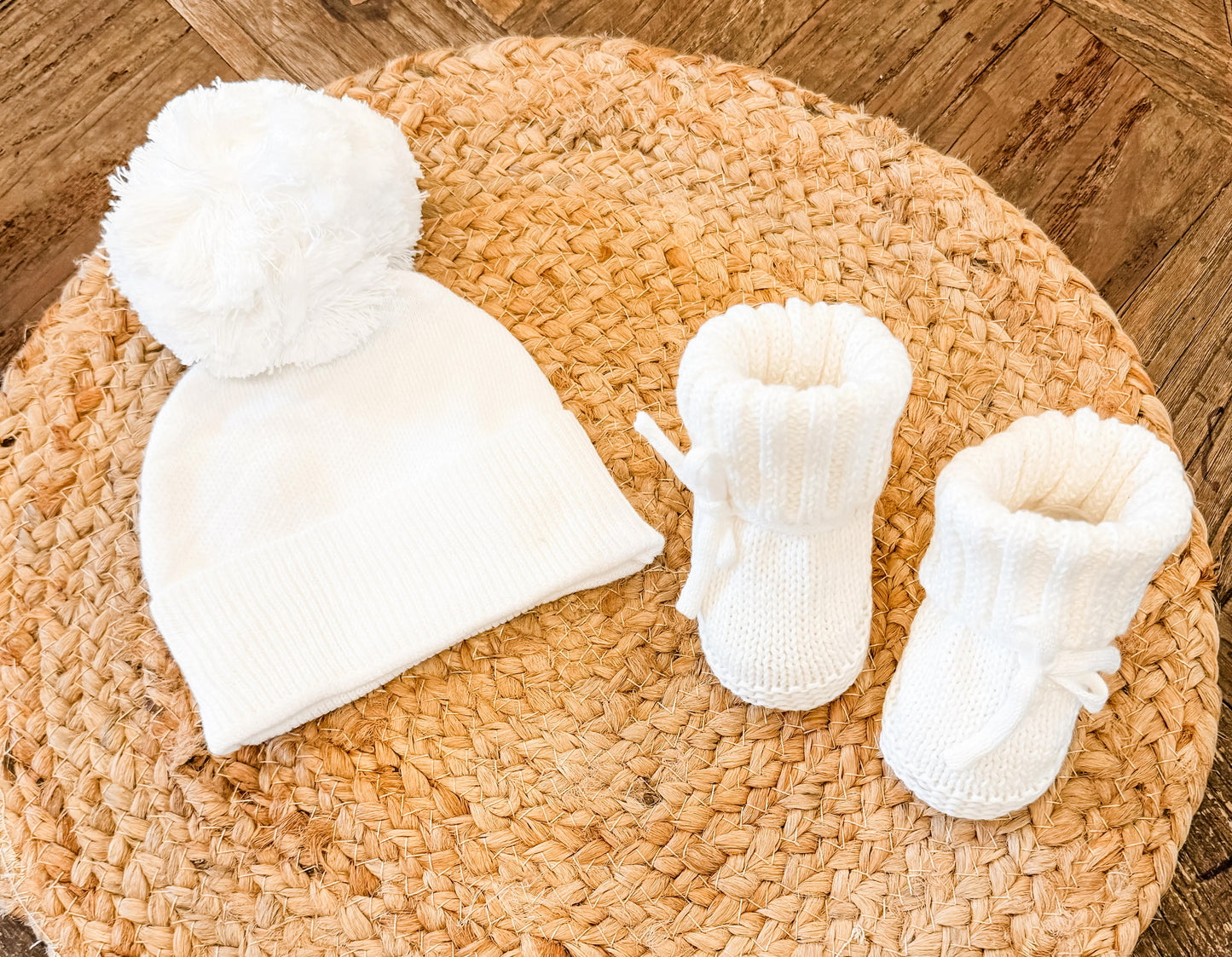 White Knit Baby Booties