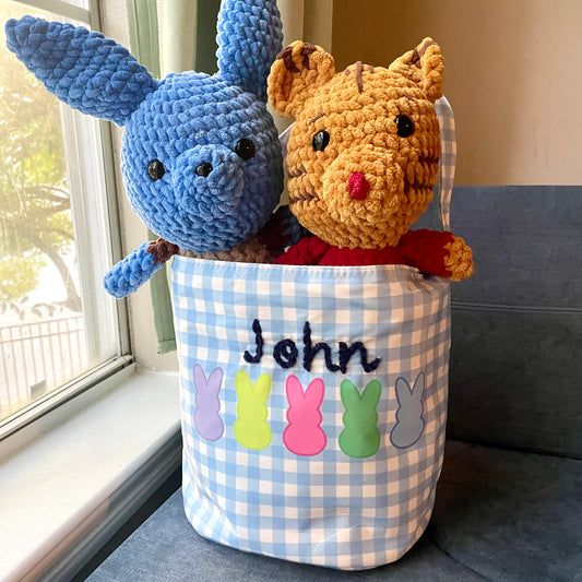 Bunny Gingham Custom Name Easter Baskets