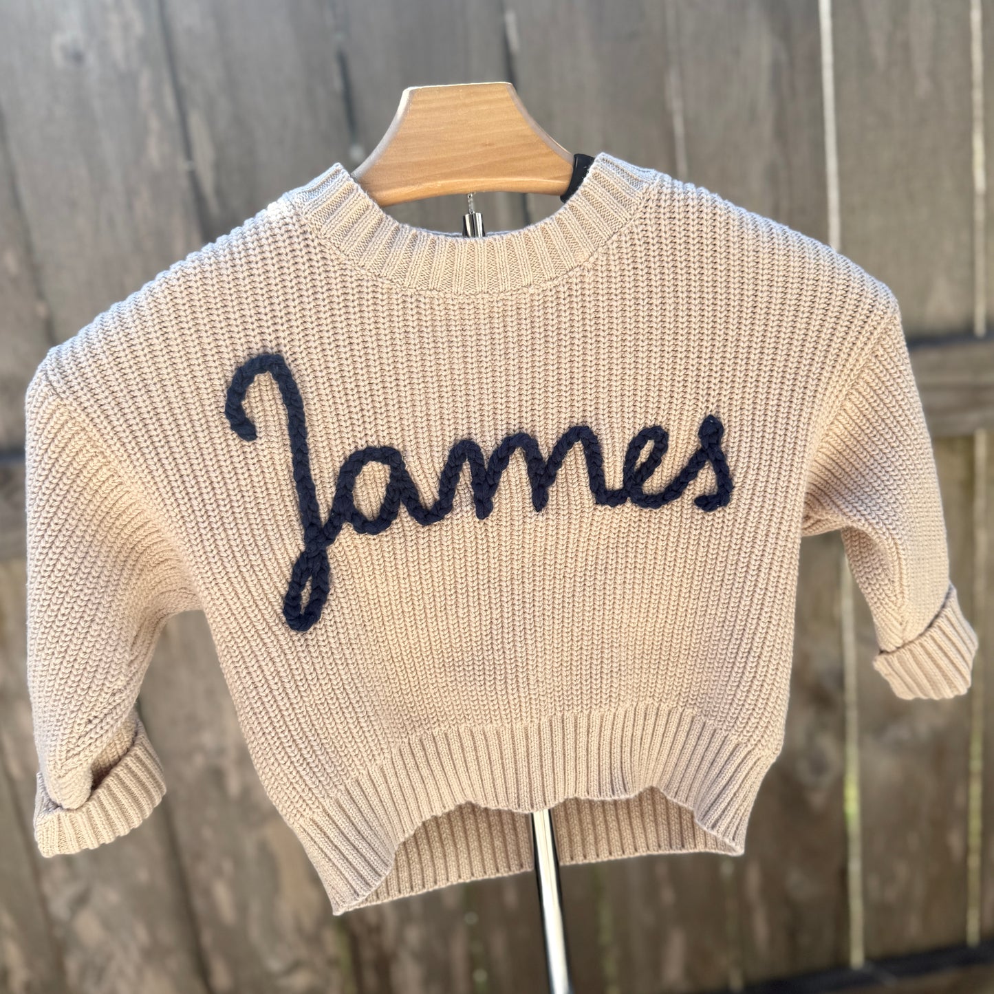 Taupe Knit Sweater - Custom