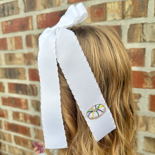 White Purple King Cake Longtail - Double Ribbon