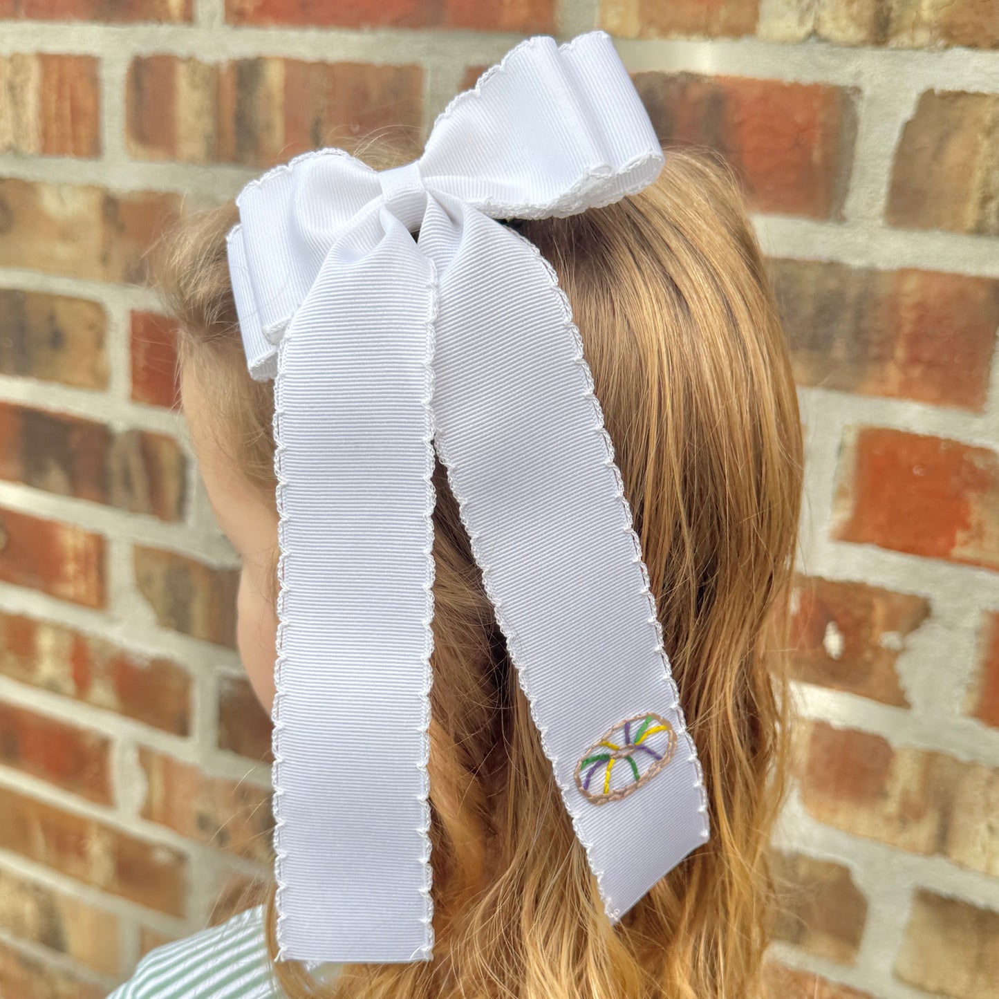 White Purple King Cake Longtail - Double Ribbon