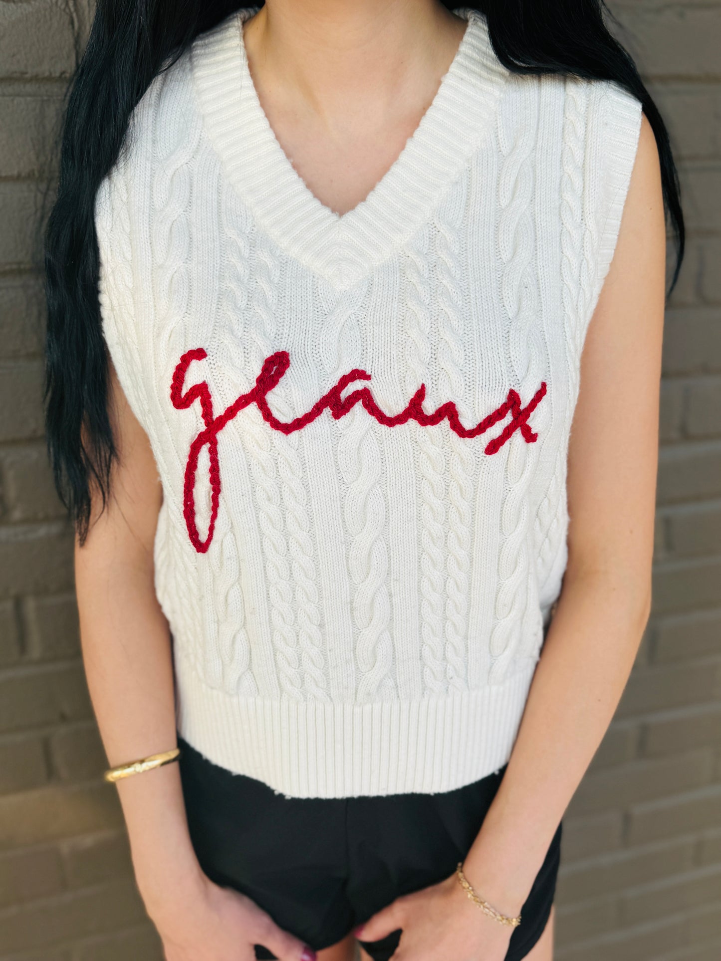 Geaux Cream and Red Vest