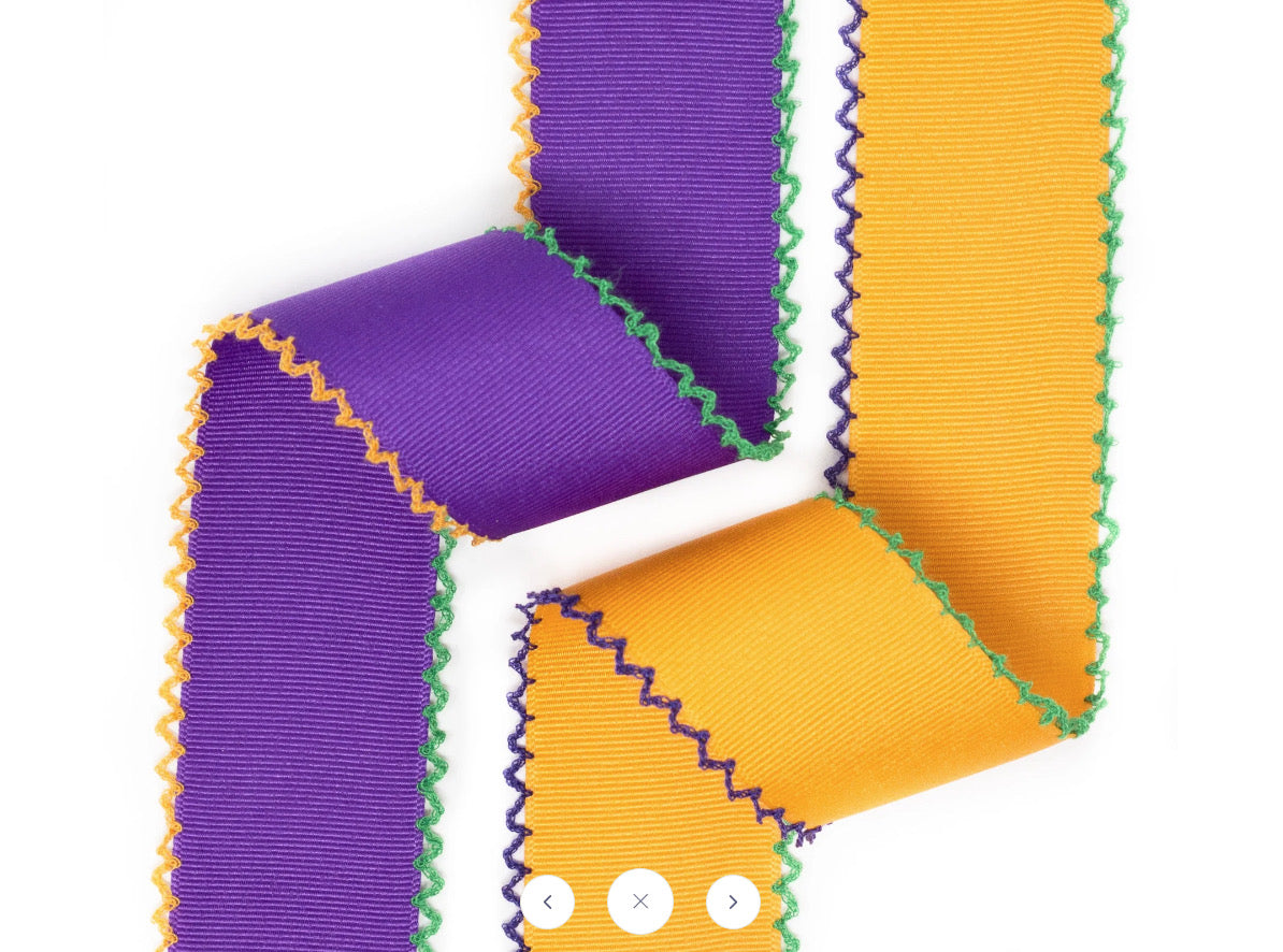 Purple Double Ribbon Mardi Gras Bow - Custom / Name - Clip