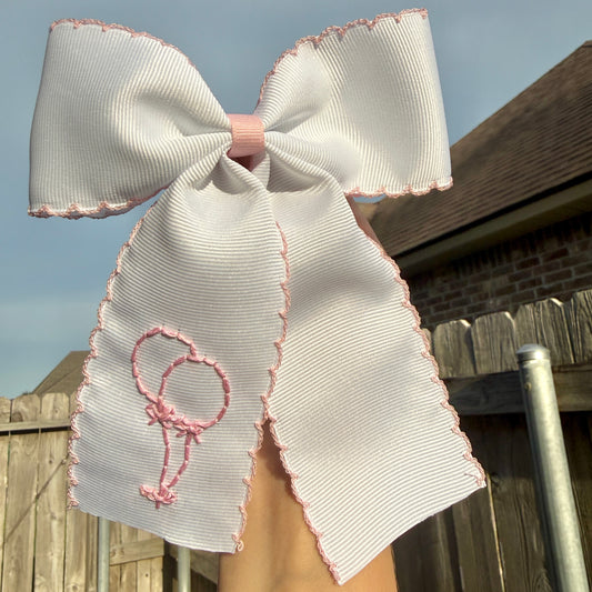 Birthday Ballons White & Pink Shortie Bow