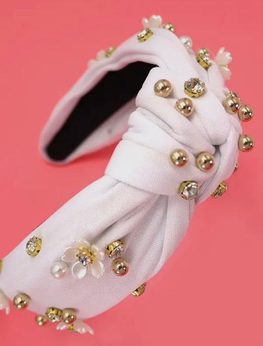 Knotted Daisy Flower Pearl Headband Hair Band