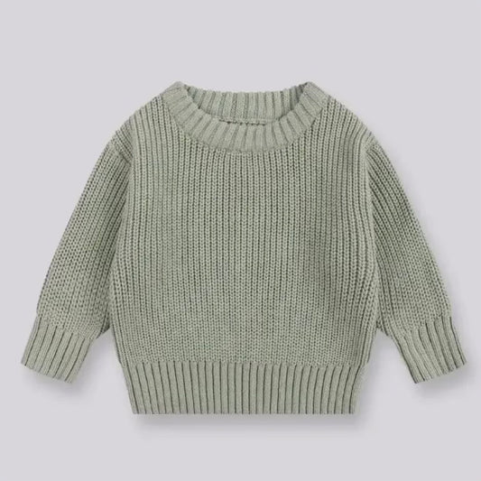 Knit Sweaters with Custom Handstitched Name (Sage)