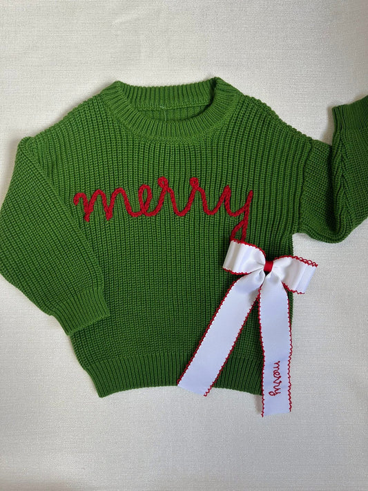 Green Merry Knit Kids Sweater