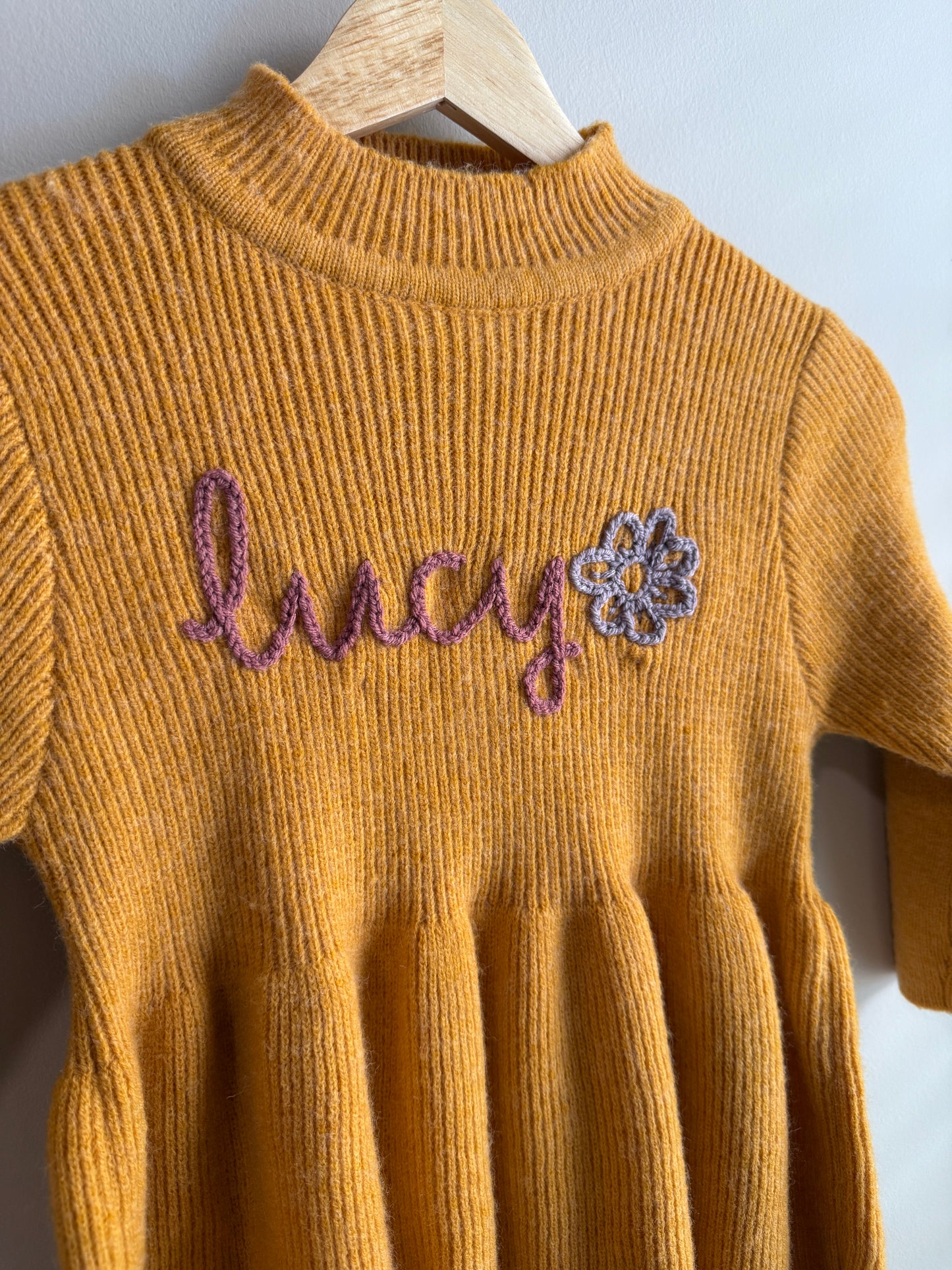 Long Sleeve Mustard Knit Dress - Custom