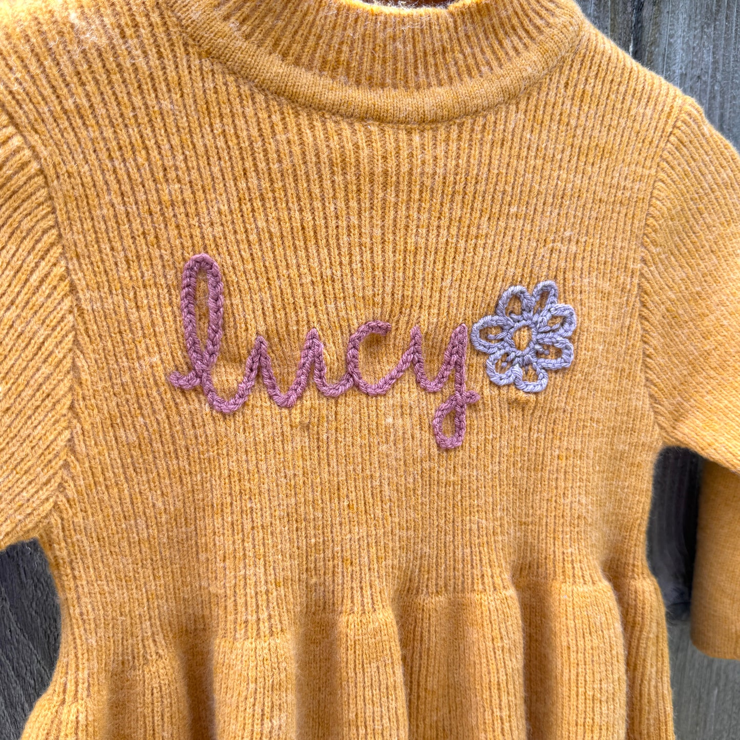 Long Sleeve Mustard Knit Dress - Custom