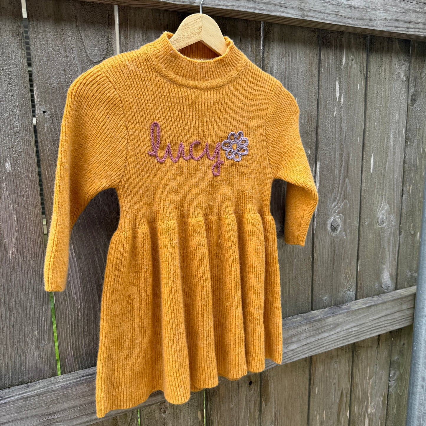 Long Sleeve Mustard Knit Dress - Custom