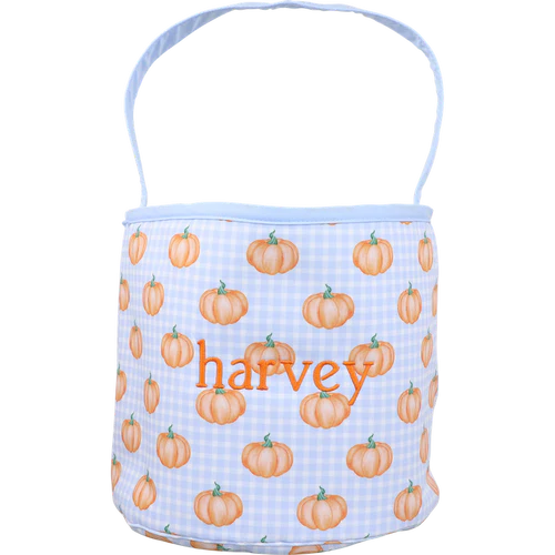 Hand Embrodiered Pumpkin Basket - PREORDER